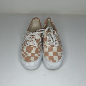Vans Authentic Pixel Checkerboard Peach Cream Sneakers Mens 6.5 Womens 8